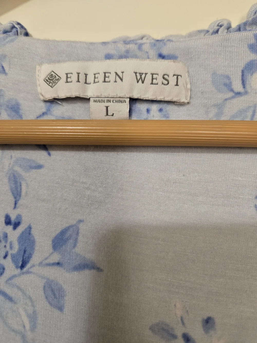 Eileen West Light Blue Floral Button-Front Nightgown Cozy Soft Feminine